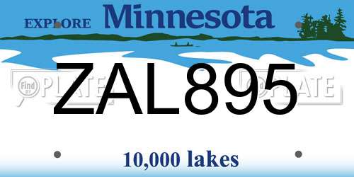 ZAL895 Minnesota License Plate