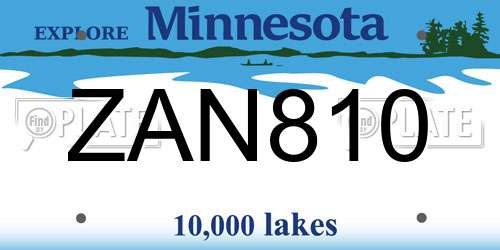 ZAN810 Minnesota License Plate
