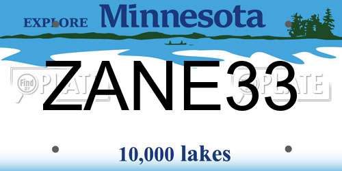 ZANE33 Minnesota License Plate