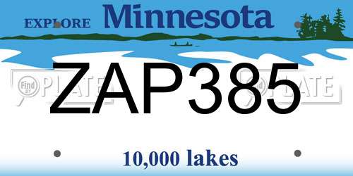 ZAP385 Minnesota License Plate