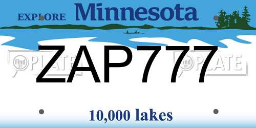 ZAP777 Minnesota License Plate