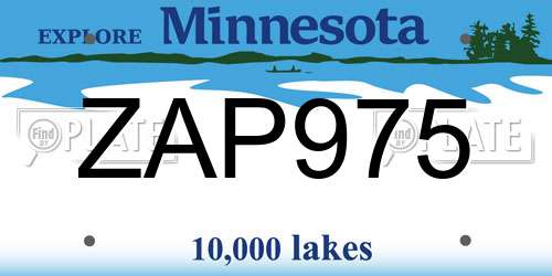 ZAP975 Minnesota License Plate