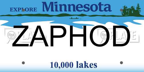 ZAPHOD Minnesota License Plate