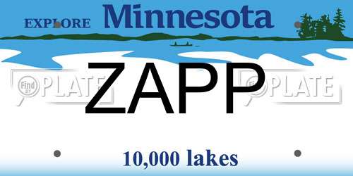 ZAPP Minnesota License Plate