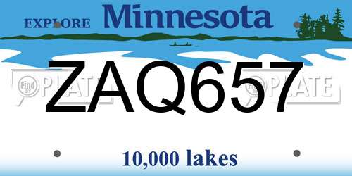 ZAQ657 Minnesota License Plate