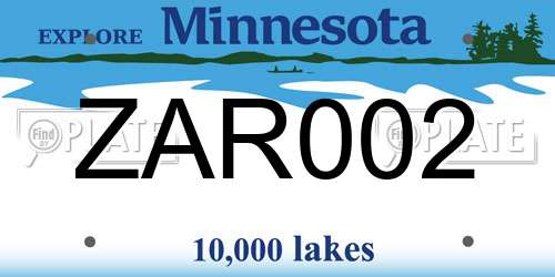 ZAR002 Minnesota License Plate