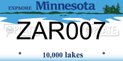 ZAR007 Minnesota License Plate