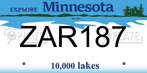 ZAR187 Minnesota License Plate