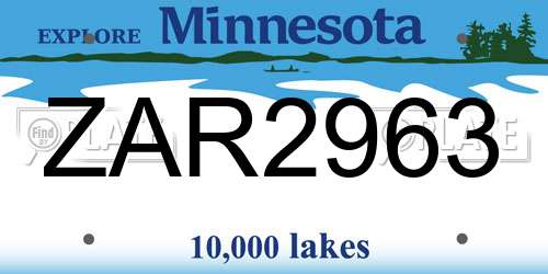ZAR2963 Minnesota License Plate