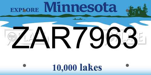 ZAR7963 Minnesota License Plate