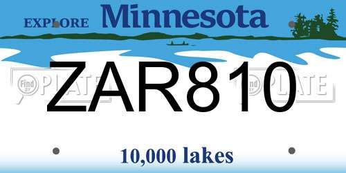ZAR810 Minnesota License Plate
