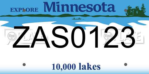 ZAS0123 Minnesota License Plate