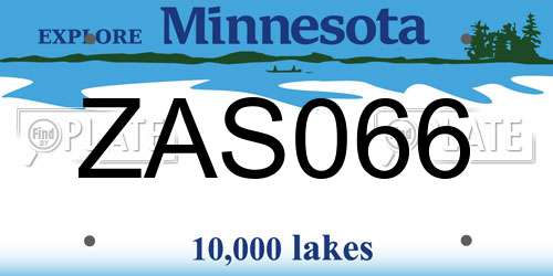 ZAS066 Minnesota License Plate