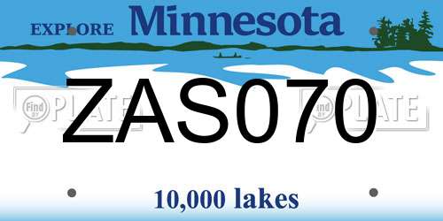 ZAS070 Minnesota License Plate