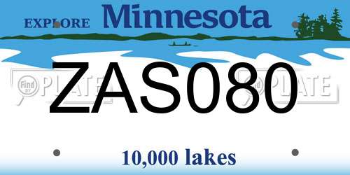 ZAS080 Minnesota License Plate