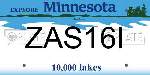 ZAS16I Minnesota License Plate