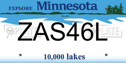 ZAS46L Minnesota License Plate