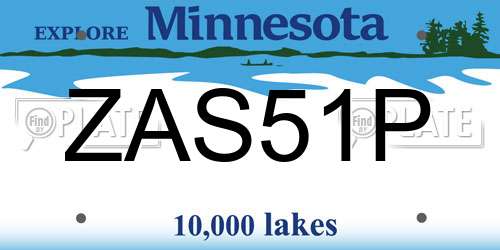 ZAS51P Minnesota License Plate