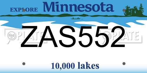 ZAS552 Minnesota License Plate