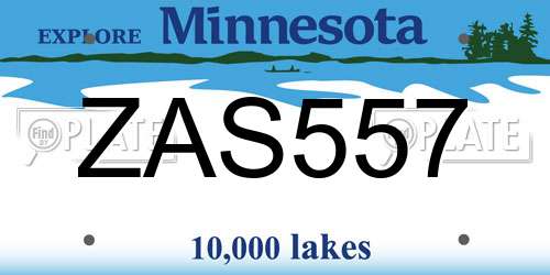 ZAS557 Minnesota License Plate
