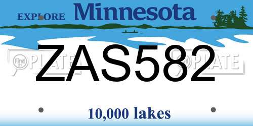 ZAS582 Minnesota License Plate