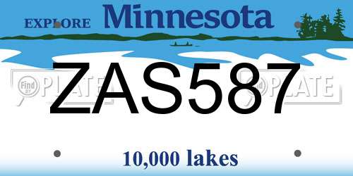 ZAS587 Minnesota License Plate
