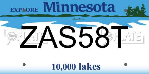 ZAS58T Minnesota License Plate