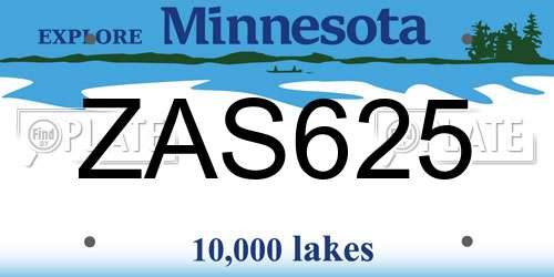 ZAS625 Minnesota License Plate