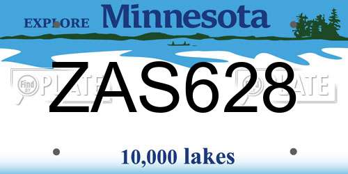 ZAS628 Minnesota License Plate