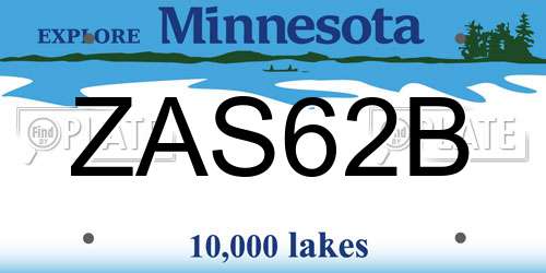 ZAS62B Minnesota License Plate
