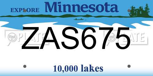 ZAS675 Minnesota License Plate