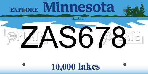 ZAS678 Minnesota License Plate