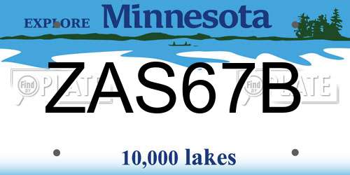 ZAS67B Minnesota License Plate