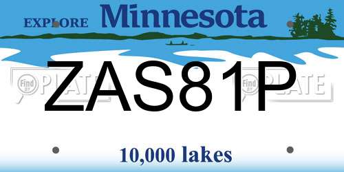 ZAS81P Minnesota License Plate