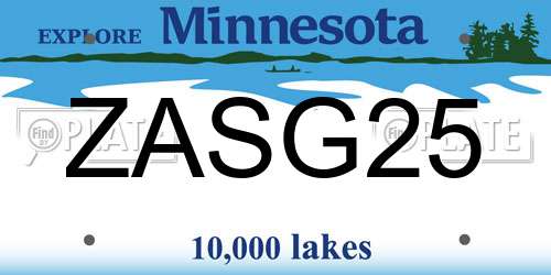 ZASG25 Minnesota License Plate