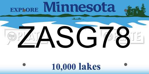 ZASG78 Minnesota License Plate