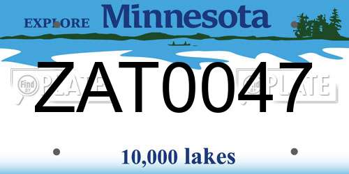 ZAT0047 Minnesota License Plate