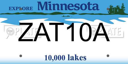 ZAT10A Minnesota License Plate