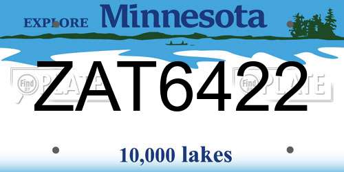 ZAT6422 Minnesota License Plate