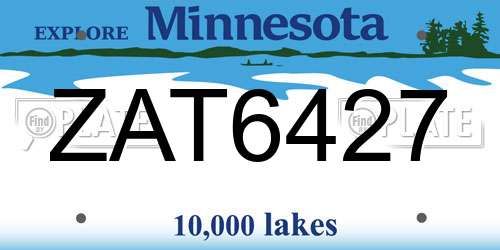 ZAT6427 Minnesota License Plate