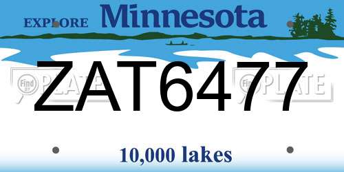 ZAT6477 Minnesota License Plate