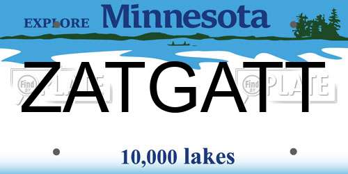 ZATGATT Minnesota License Plate