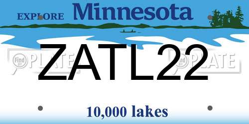 ZATL22 Minnesota License Plate