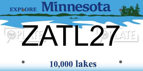 ZATL27 Minnesota License Plate