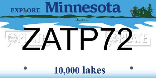 ZATP72 Minnesota License Plate