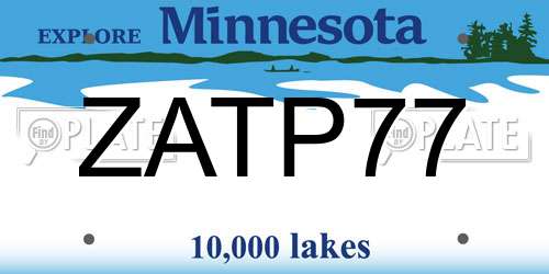 ZATP77 Minnesota License Plate