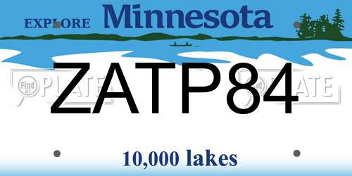 ZATP84 Minnesota License Plate