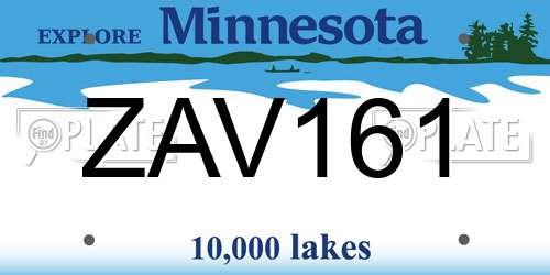 ZAV161 Minnesota License Plate