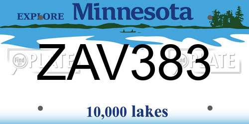 ZAV383 Minnesota License Plate