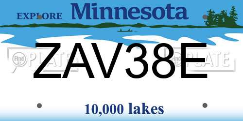 ZAV38E Minnesota License Plate